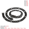 Set collana e bracciale a catena cubana nera in acciaio al titanio da 11mm con chiusura - Braccialetto (21cm) / Nero 3:1 NK Catena