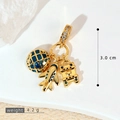 Golden travel charm set with airplane, earth globe and heart suitcase with zircon stones - Gold Globe Plane Suitcase Style (SMP53377)