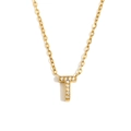 Collana minimalista in acciaio placcato oro 18K con ciondolo a lettera T scintillante - Oro - Lettera T