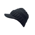 Women's black knitted visor beanie with thick vertical ribbed texture for winter warmth - One Size / Black