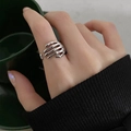 Silberner Ring im Totenkopf-Hand-Stil für Damen im coolen Punk-Look am Zeigefinger - Einstellbar Offen / Skelett Handfläche Punk Stil (JZ9548)