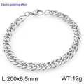 Polished stainless steel curb chain bracelet with 200mm length and 6.5mm width - 6.5mm Width 200mm Length (KB207768-Z)