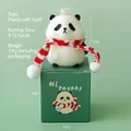 Panda scented candle with red and white scarf on a green gift box for home decor - Scarf Panda