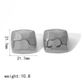 Square hammered stainless steel earrings in silver with 21.7mm geometric design - Silver Hammered Square Style (TE6596-S)