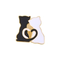 Lustige Cartoon Schwarz-Weiß-Katzen mit herzförmigen Schwänzen, Legierungspin in Goldoptik - Herzschwanz Katzen Stil (XZ5895)