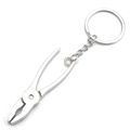 Mini metal pliers keychain tool pendant with polished silver finish and keyring - Pliers