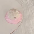 Dettaglio cappello sole bimbo con ricamo a pesca e tesa ondulata rosa pastello - 50-52cm 2-4 Anni / Pesca Rosa