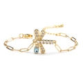 Bracciale a forma di libellula dorata con malocchio e catena a graffetta chic - Stile Libellula Malocchio - Catena a Maglie (CB00354DL) / Oro