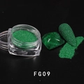 Dettaglio macro della polvere per unghie diamantata riflettente verde FG09 glitter - Polvere di Diamante Riflettente FG-09