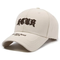 Beige baseball cap featuring premium 3D ACUR embroidery and curved peak detail - Adjustable / Light Beige