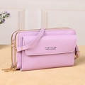Lavender multi-zipper crossbody phone bag with gold hardware and front flap pocket - Purple