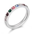 Bague élégante en acier inoxydable sertie de zircons cubiques de toutes couleurs - Taille 6 / Anneau Argenté avec Zircone Arc-en-ciel (KR104536-K)
