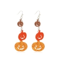 Halloween pumpkin drop earrings with tiered orange glitter layers for festive costume - 05 Pumpkin Pendant Earrings