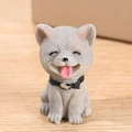Miniature grey and white resin puppy figurine with black collar for micro landscape - No.4 Dog-Grey