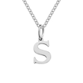 Minimalist stainless steel initial S pendant necklace with fine polished silver finish - Letter S / Steel Color