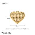Detail of 16mm gold plated heart pendant with embedded pearls and size specifications - Pearl Heart DFC43