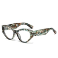 Classic cat eye sunglasses featuring vintage colorful tortoiseshell frames for outdoor style - Blue Green Brown Frame Clear Lens