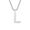 Collar de cadena veneciana con colgante letra L y seis perlas blancas redondas - L-Color Acero