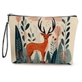 Borsa da trucco in tela con motivo alce della foresta e pratico cinturino da polso - Stile Cervo Artistico (款式4)