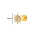 Golden titanium snowflake stud with white zircon, 0.68cm diameter flat back cartilage earring - Sunflower Style (5#) / Gold Yellow
