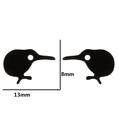 Minimalist black kiwi bird stainless steel stud earrings measuring 13mm by 8mm - Black