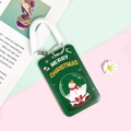 Grüner Weihnachts-Kartenhalter mit einziehbarer Kordel und festlichem Schneemann - Grünes Gitter Schneemannkugel / Weißes Federseil