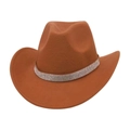 Classic brown felt western cowboy hat featuring sparkling silver rhinestone decorative band - 57cm / Khaki