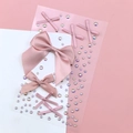 Pink satin butterfly bows and iridescent rhinestones for fairy eye makeup decorations - Korean Pink Satin Bows (BJA-643)