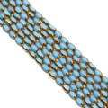 Light blue oval crystal beads with golden metal edges for DIY jewelry making - Approx 50pcs/Strand / 4x6MM / Solid Blue