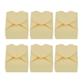 Set of six beige pearl paper heart-shaped wedding candy boxes in a neat grid display - Beige