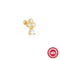 Elegant gold S925 sterling silver screw back stud earring with cubic zirconia droplets - #4 Gold - Single - Four Diamond Water Drop