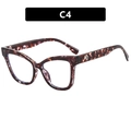 Cat-eye glasses frame in dark brown tortoiseshell TR90 with silver logo on the temple - Light Tea Black Floral