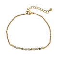 Elegant gold chain bracelet with multi-colored semi-precious stone beads and teardrop charm - Olive Green Gradient