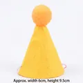 Yellow felt party hat for dogs and cats with orange pom-pom and elastic strap - Felt Pom Pom Hat / Yellow