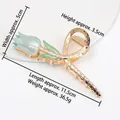 Elegant gold alloy tulip flower hair claw clip with light green enamel and spring grip - HS02676 Blue