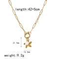 Collana con pendente stella marina e perla dorata in acciaio inossidabile 42+5cm - Stile Stella Marina (TN3471)