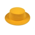 Classic yellow flat top wool felt hat with wide brim for men and women in vintage style - [Normal Weight] Kids Adjustable 54cm Cap Circumference / Yellow