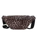 Marsupio con stampa leopardata in pelle PU con zip dorata e tracolla regolabile - Marrone