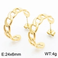 Minimalistische 18K vergulde geometrische holle kettingoorbellen op witte basis - Ketting Holle Ring (KE105123-KFC) / Goud