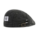 Dark gray vintage newsboy cap with Brooklyn woven label and adjustable metal buckle - Adjustable / Black