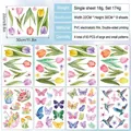 Double-sided spring window clings with watercolor tulips and hummingbird patterns - Dreamy Watercolor Spring Stickers (8 Sheets + Card)