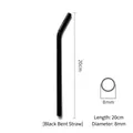 Black curved glass straw 20cm long 8mm diameter for creative beverages - Curved Tube / Black