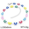 Bohemian colorful evil eye butterfly anklet in gold finish with extension chain - Silver Butterfly Evil Eye Style (KJ3893-Z)