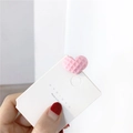 Pink heart-shaped hair clip with waffle texture for women on a white display card - Pink Grid Heart