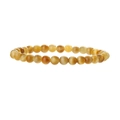 Détail des perles d'oeil de tigre jaune de 6mm sur un bracelet élastique robuste - Œil de tigre doré