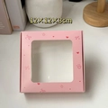 Pink gift box with window for hair accessories and jewelry, 12x12x3cm size - Open Window Pink Heart
