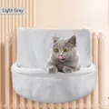 Light grey plush cover for cat radiator hammock, replacement cover only without bracket - Round Hanging Bed Rabbit Fur Grey (Cover Only)
