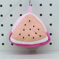 Pink triangular dragon fruit plush coin purse with zipper and hanging clip for kids - Pink Watermelon