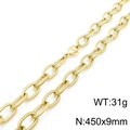 Gold finish titanium steel chain necklace, 450x9mm link design weighing 31g - 45cm / Gold