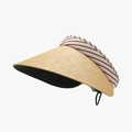 Pink striped straw sun visor with wide brim and adjustable back for summer protection - 54-60cm(Adjustable) / Black Stripe